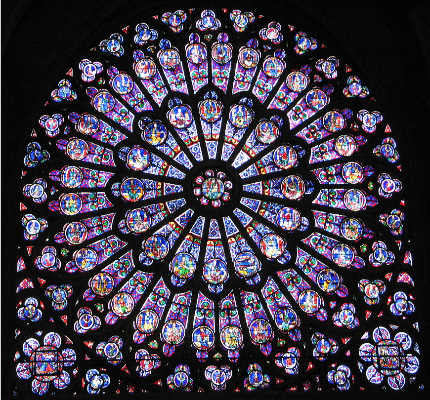 Gothic Rose Window Stained Glass Cathedral Detail