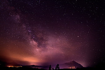 Milky Way Galaxy Over Mountain Silhouette At Night