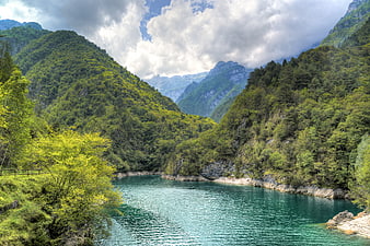 Scenic Lago del Mis Lake in Italian Alps