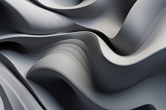 Abstract 3D Render of Smooth Flowing Gray Waves