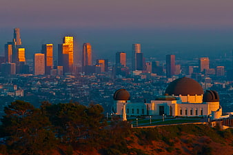 Griffith Observatory and Los Angeles Skyline at Golden Hour