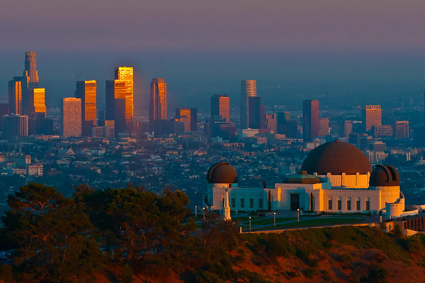 Griffith Observatory and Los Angeles Skyline at Golden Hour
