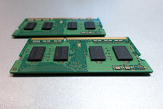 Green RAM Memory Sticks on White Surface