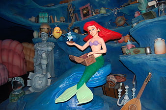 Ariel The Little Mermaid Statue In Disney Magic Kingdom Underwater Grotto
