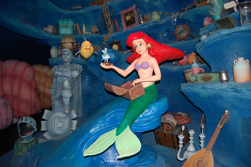 Ariel The Little Mermaid Statue In Disney Magic Kingdom Underwater Grotto
