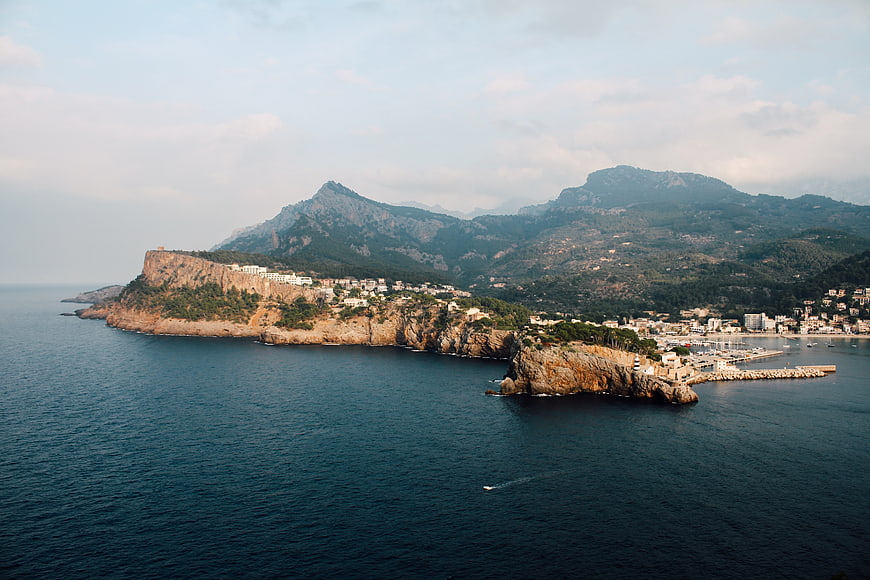 Aerial View of Calpe Cliff and Marina in Spain