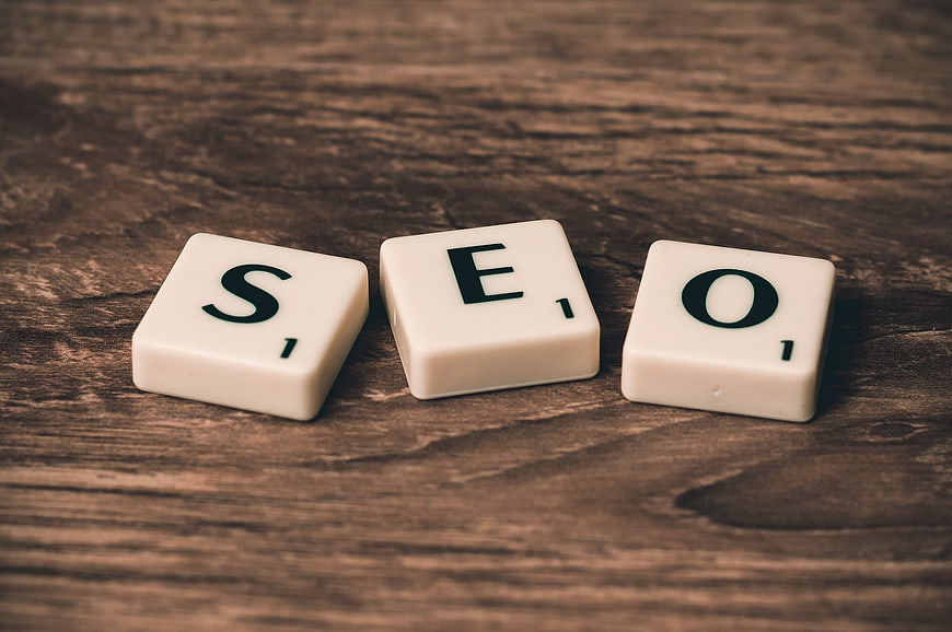 SEO Scrabble Tiles on Wooden Background
