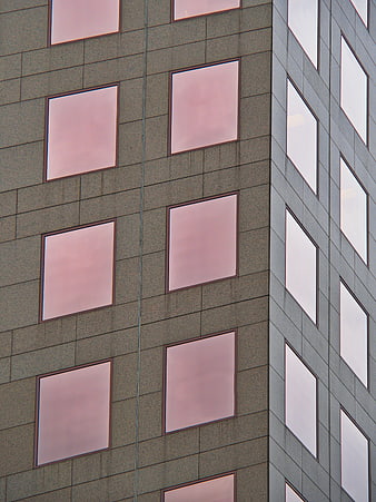 Modern Office Building Facade with Pink Tinted Windows