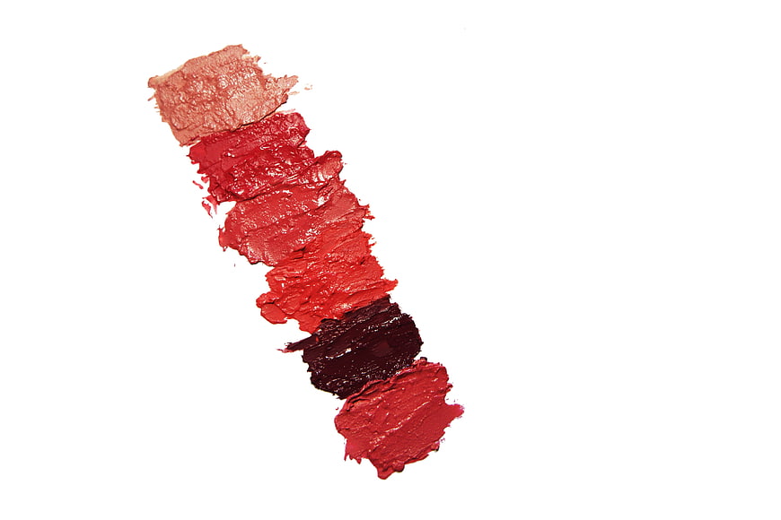 Red Lipstick Swatches on White Background