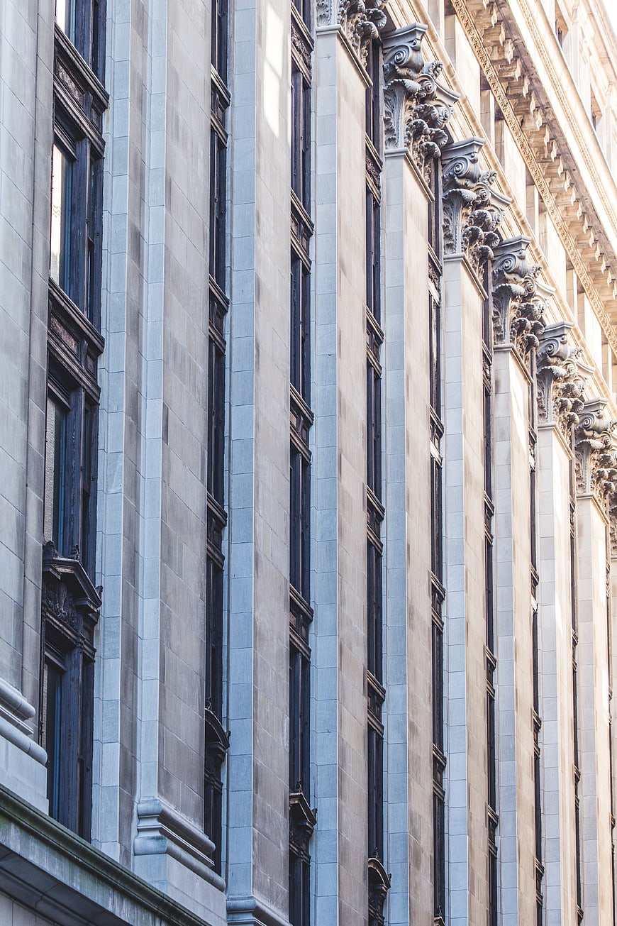 Ornate Classical Building Facade with Vertical Windows