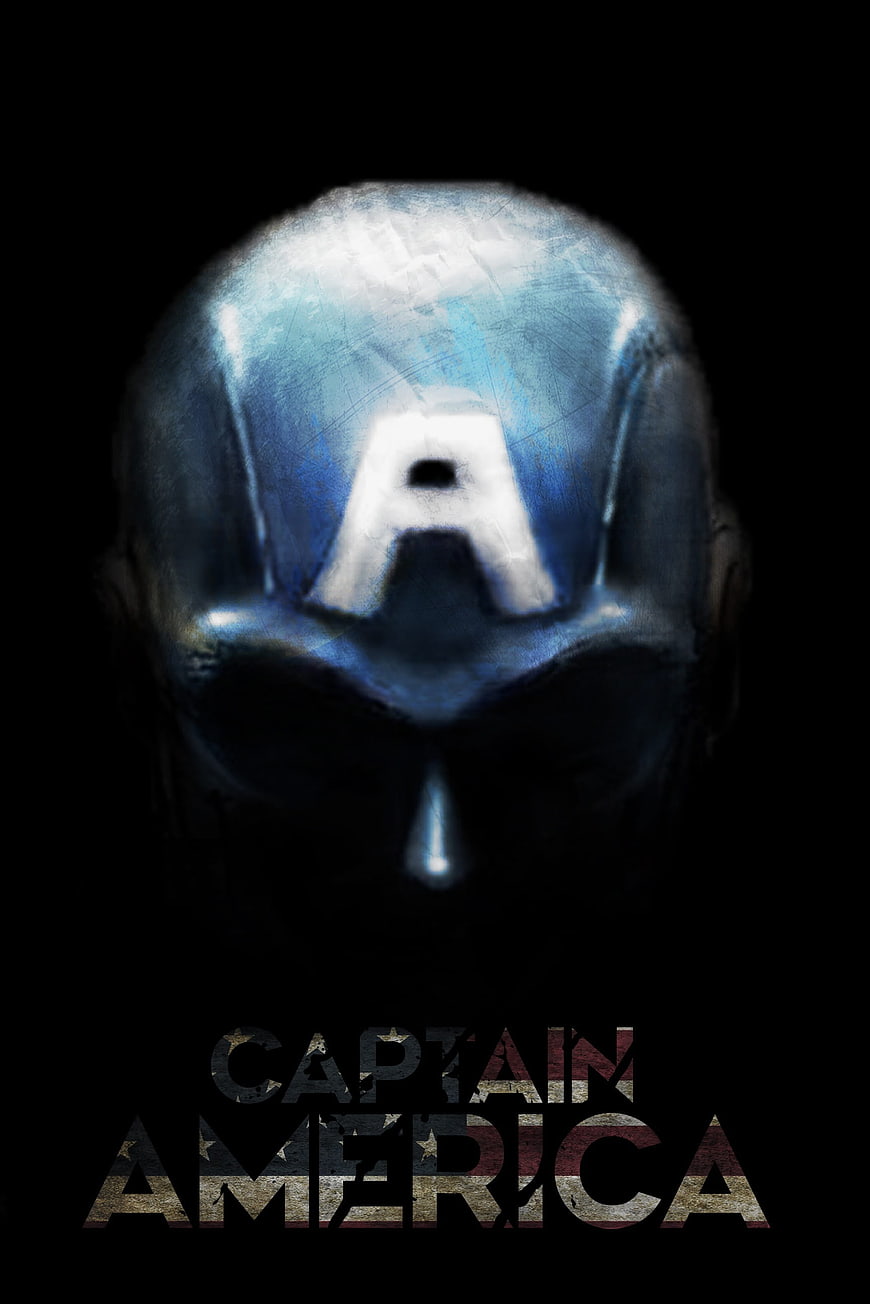 Captain America Helmet with Text on Black Background