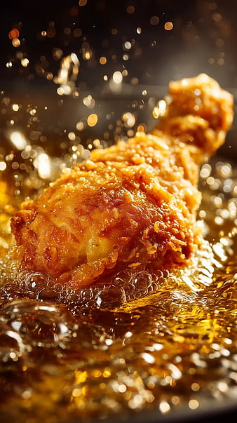 Crispy Fried Chicken Drumstick Frying in Hot Oil