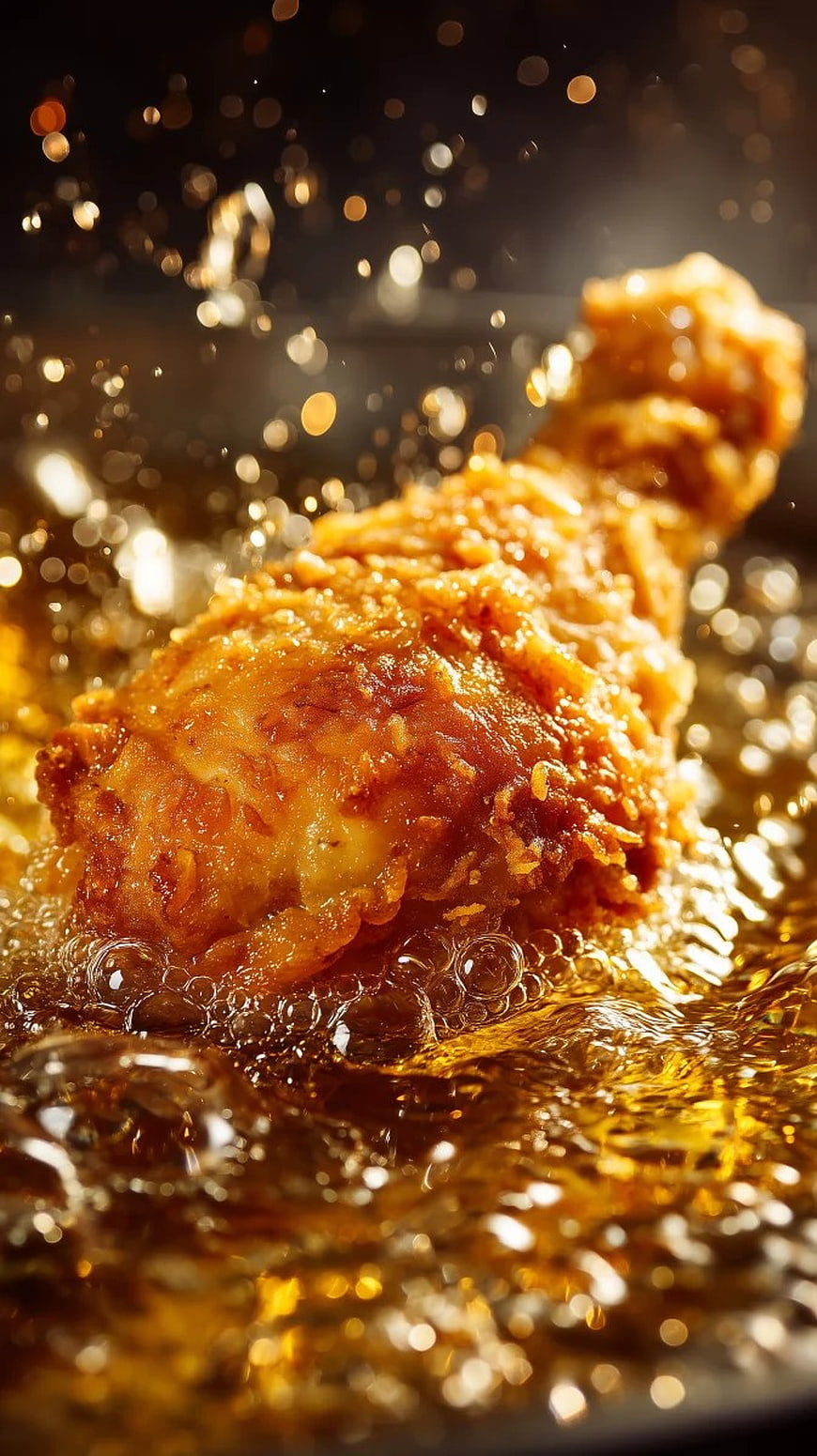 Crispy Fried Chicken Drumstick Frying in Hot Oil