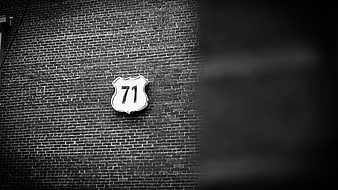Vintage Route 71 Sign on Brick Wall