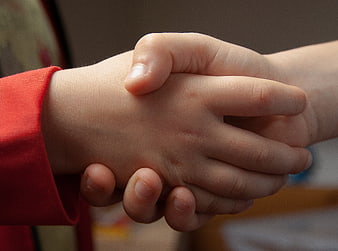 Close-up of an adult and child holding hands
