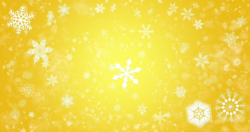 Yellow Winter Snowflake Pattern Background