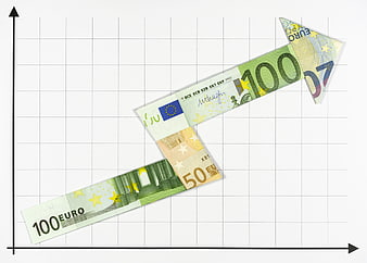 Euro Banknotes Forming Upward Growth Arrow On Financial Chart