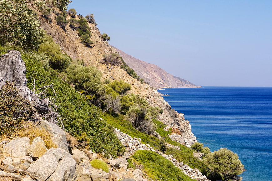 Scenic Mediterranean Coastline with Blue Sea and Green Hills