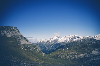 Majestic Snow-Capped Mountain Range with Green Valley