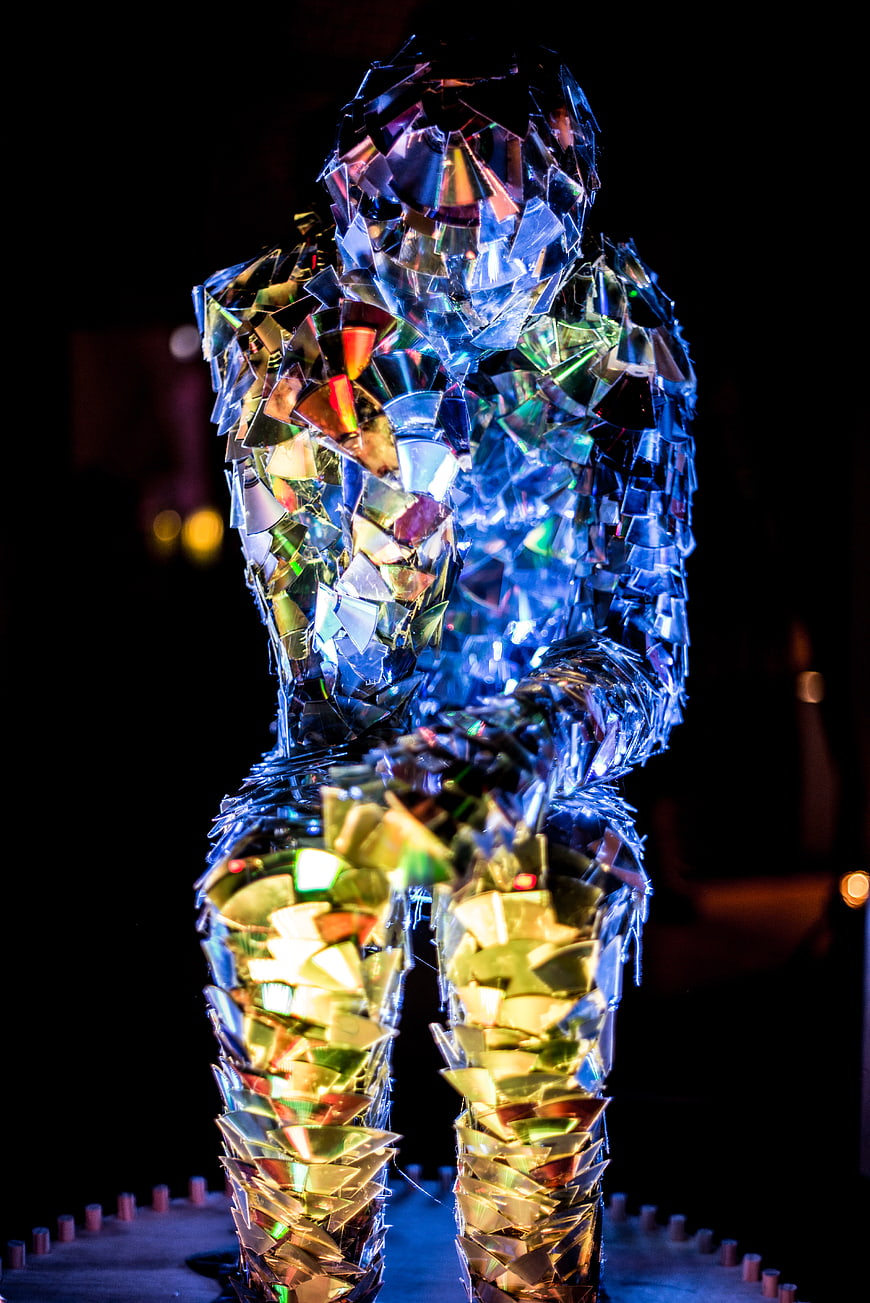 Reflective Mirror Sculpture of The Thinker