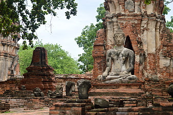 Ancient Buddha Statue in Ayutthaya Ruins, Thailand