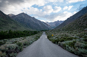 Paved Mountain Road Winding Through Valley with Sagebrush