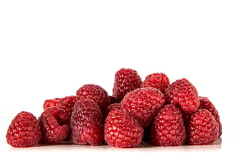 Fresh Red Raspberries Isolated on White Background