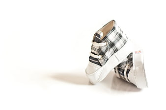 Toddler plaid sneakers on white background