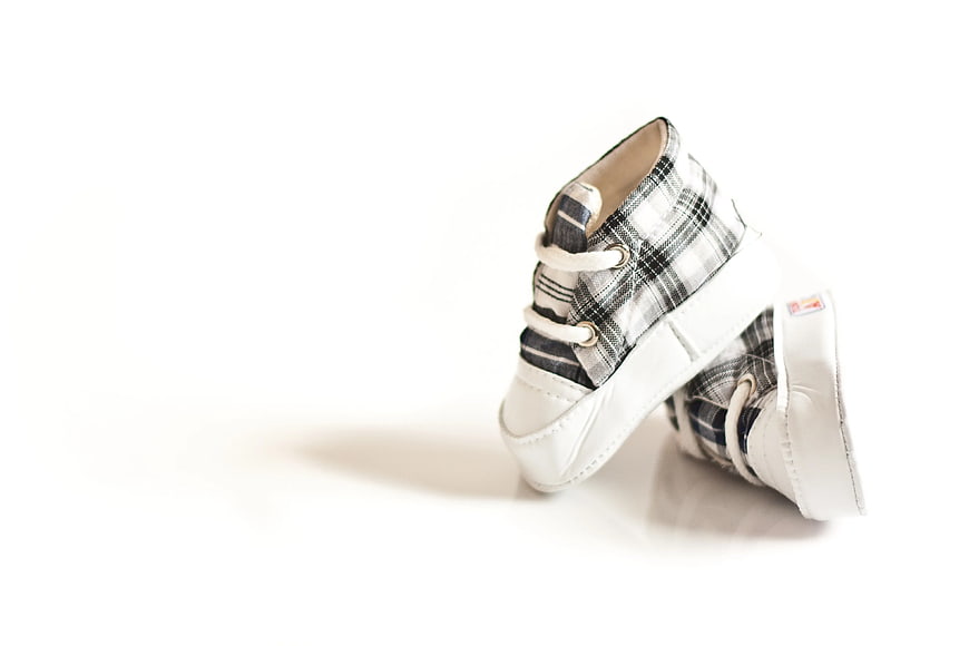 Toddler plaid sneakers on white background