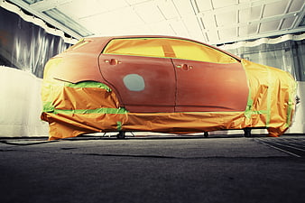 Car Body Repair in Auto Body Shop with Masking Tape