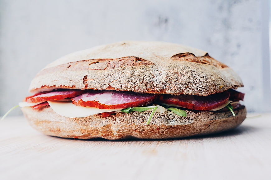 Artisan Sourdough Sandwich with Salami and Cheese