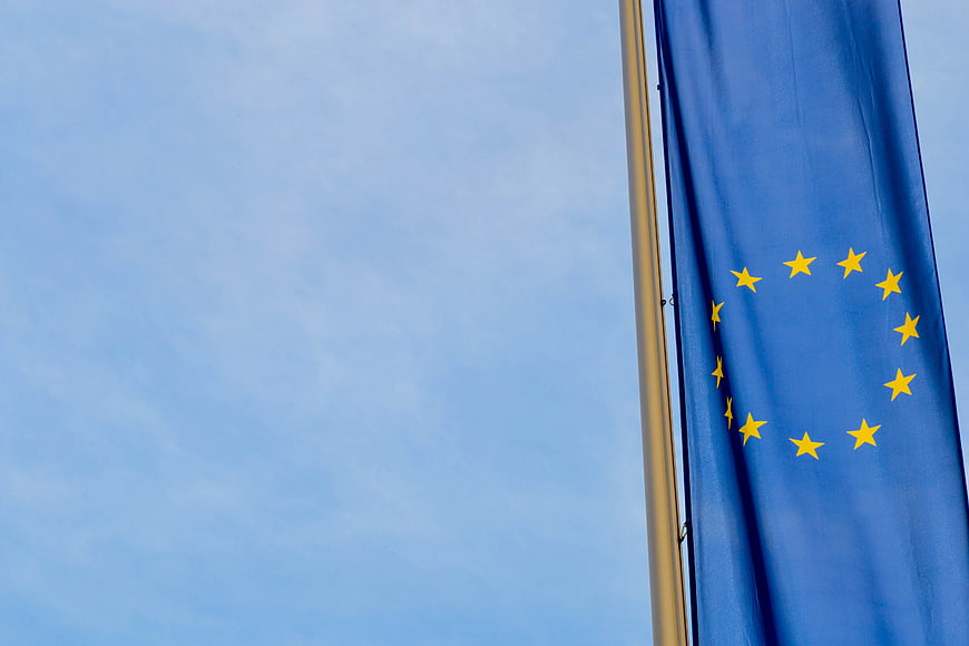 European Union Flag Against Blue Sky