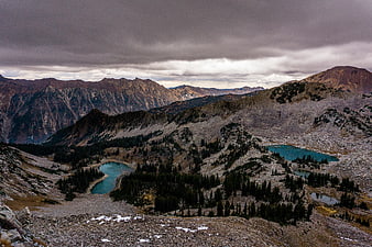Dramatic Alpine Landscape with Turquoise Lakes and Rocky Mountains