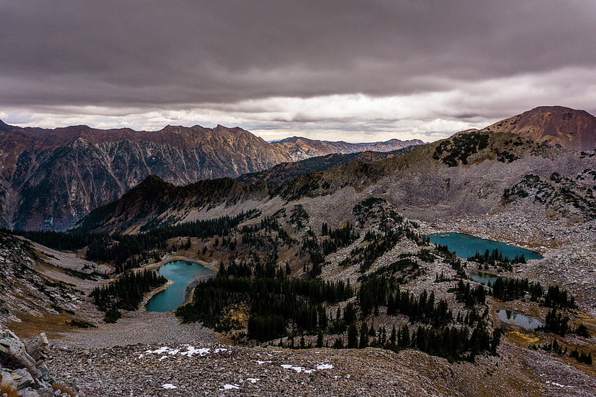 Dramatic Alpine Landscape with Turquoise Lakes and Rocky Mountains
