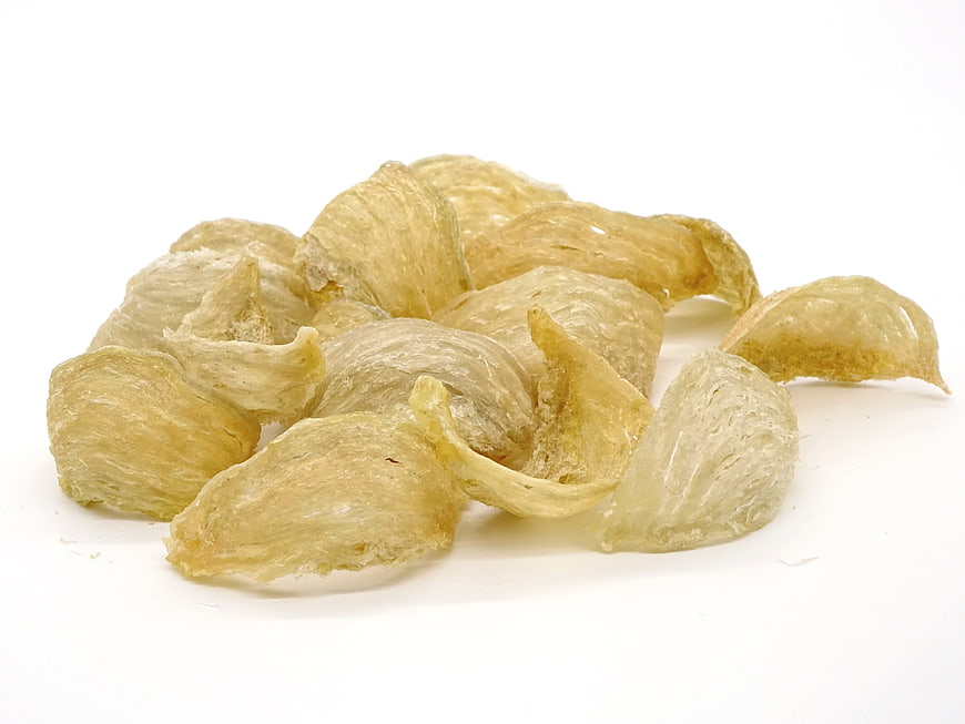 Dried Edible Bird's Nest Pieces on White Background