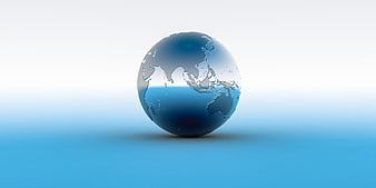 3D Blue Metallic Globe on Gradient Background