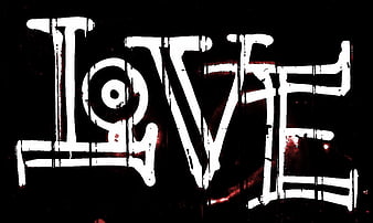 White graffiti love lettering on black background
