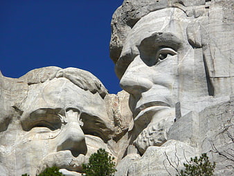 Close-up of Mount Rushmore Presidential Faces in South Dakota