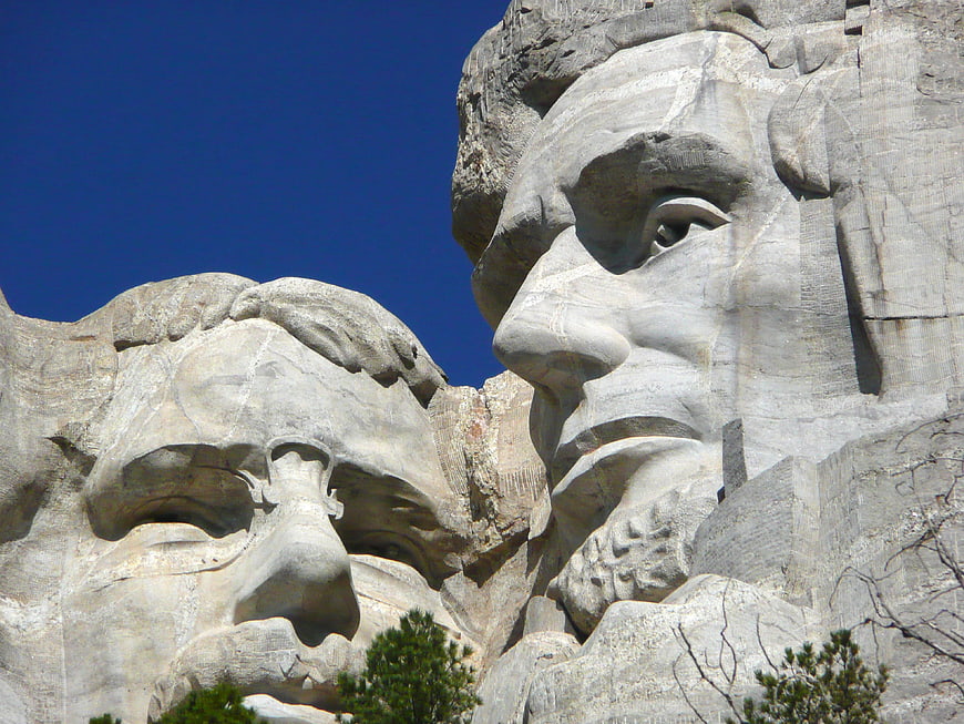 Close-up of Mount Rushmore Presidential Faces in South Dakota