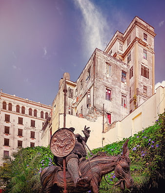 Havana Cuba Architecture with Equestrian Sculpture