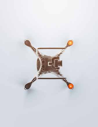 Top View of White Drone with Camera on White Background