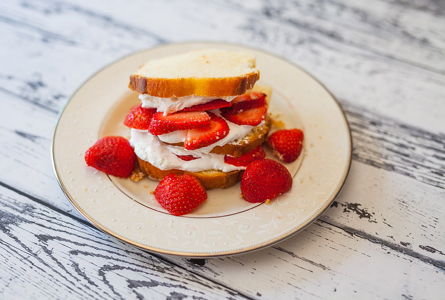 Strawberry Cream Sandwich on Vintage Plate