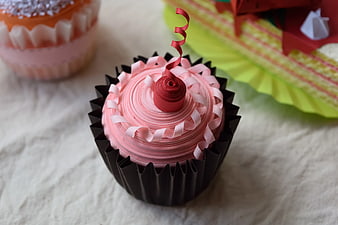 Handcrafted Quilled Paper Cupcake with Pink Icing