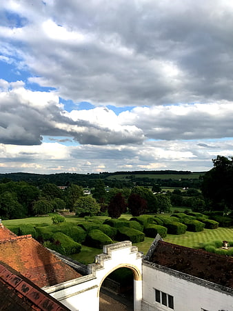 High Angle View of English Countryside Estate with Formal Gardens