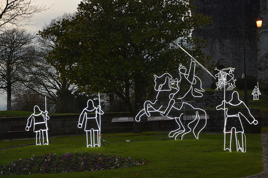 Medieval Knight Light Display in Castle Garden