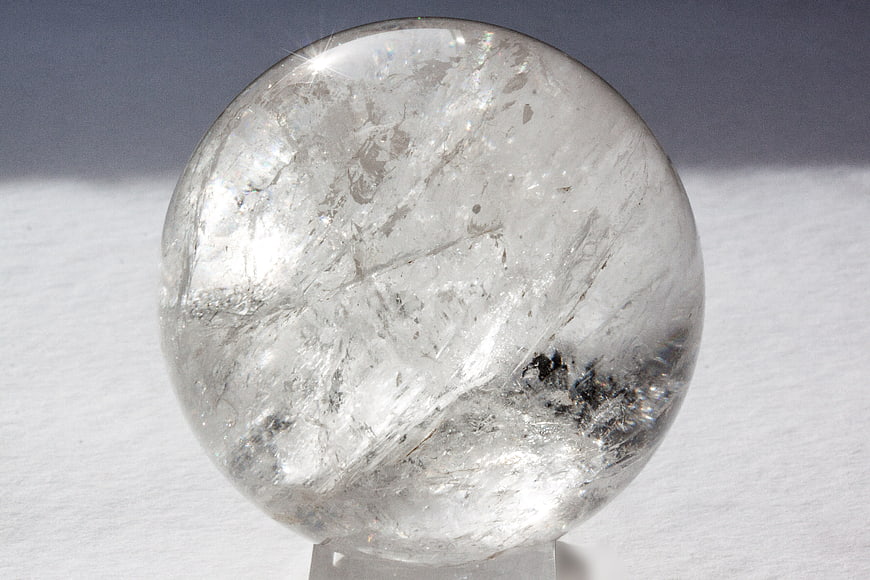 Clear Quartz Crystal Sphere with Internal Inclusions