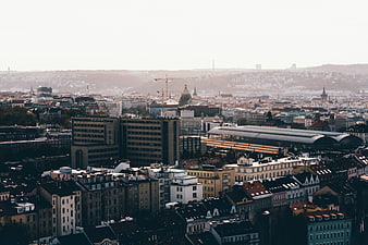 Aerial View of Vienna Cityscape with Train Station and Historic Architecture