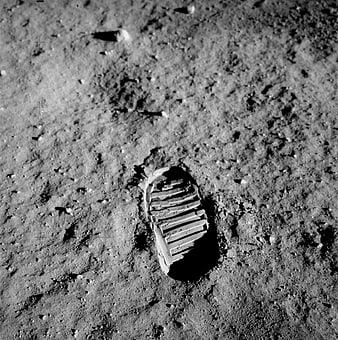 Historic Apollo 11 Boot Print on Lunar Surface