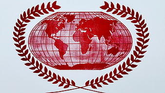 Red United Nations Emblem on White Background