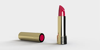 Luxury Gold and Red Lipstick Product Photography on White Background